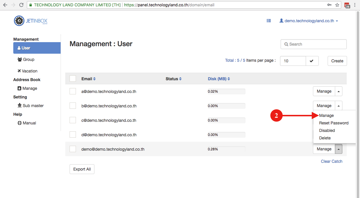 [Email Panel] วิธีการ manage user แต่ละ account – Manual EN