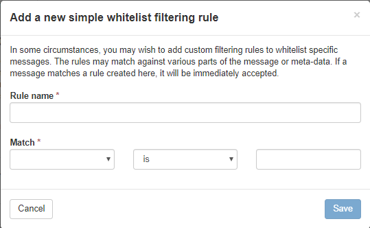 Whitelist Filtering rule
