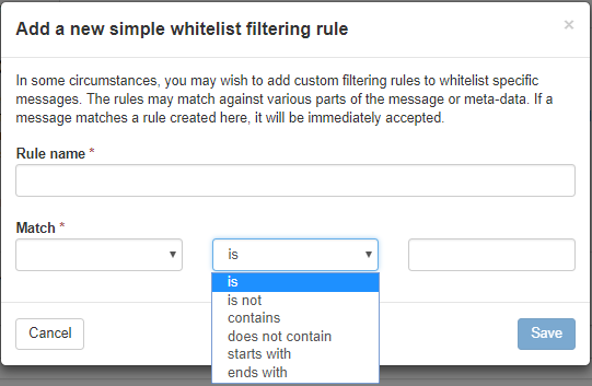 Whitelist Filtering rule 